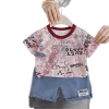 Boys' short-sleeved set 2025 Summer thin style Baby summer thin style children's graffiti Korean version children's clothing consignment Item Picture